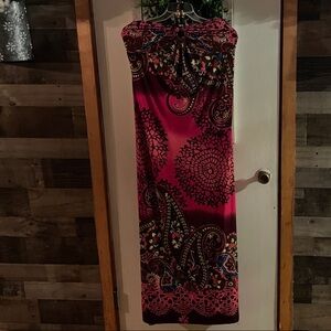 Vibrant Pink and Black Paisley Maxi Dress